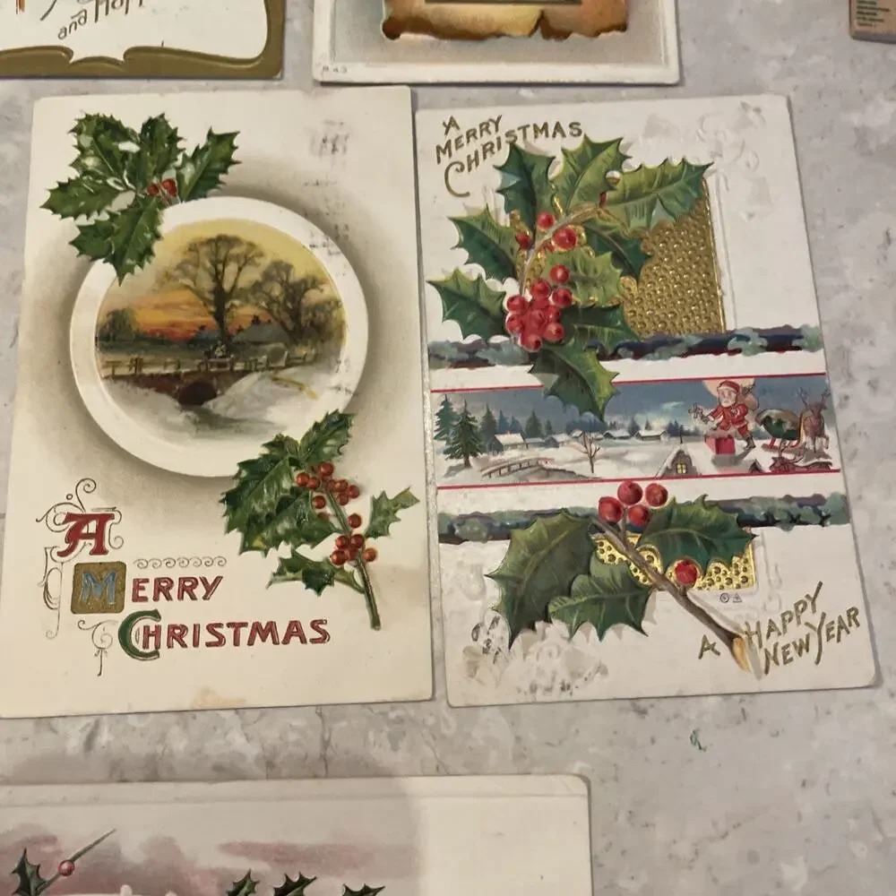 Lot Of 12 ANTIQUE Valentine/thanksgiving/flowers/CHRISTMAS POSTCARDS 1909-1916